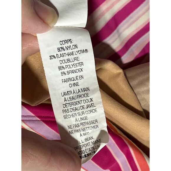 LL Bean Swim Tankini Top Women's Plus Size 26W Pink Striped Wireless UPF 50+ - Picture 8 of 8
